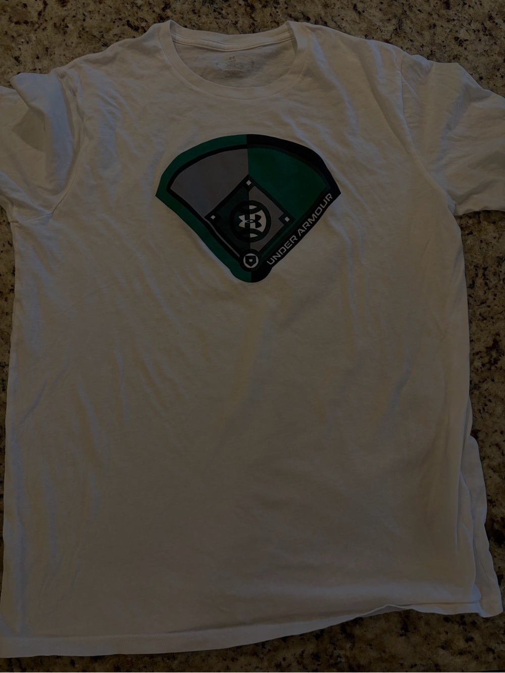 Under Armour White Short-Sleeve Tee with Green & Gray Graphic